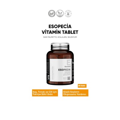 Esopecia Saç, Tırnak Ve Cilt İçin Kollojen Biotin, Keratin, At Kuyruğu, Selenyum Vitamin Tablet