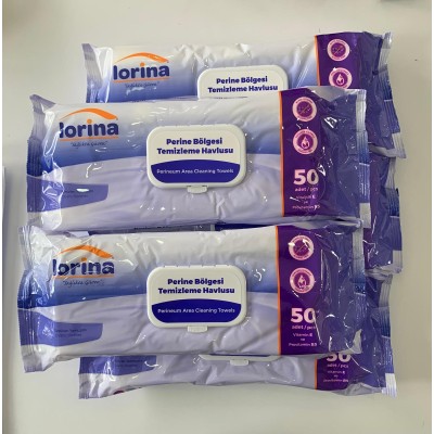 LORİNA  Perine bölgesi Temizleme Havlusu 50 Yaprak (5 adet)