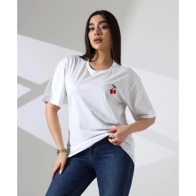 Kiraz işlemeli tişört