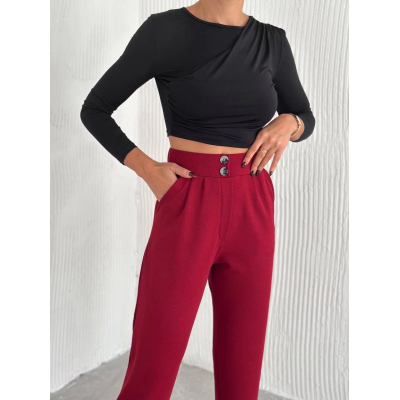 örme krep pantolon çift düğmeli örme krep pantolon çift düğmeli