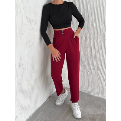 örme krep pantolon çift düğmeli örme krep pantolon çift düğmeli