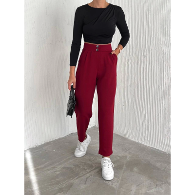örme krep pantolon çift düğmeli örme krep pantolon çift düğmeli