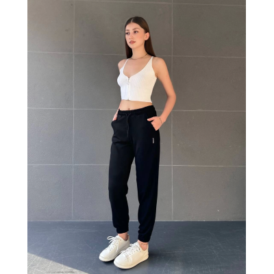 paça lastikli rahat kumaş eşofman siyah paça lastikli rahat kumaş eşofman siyah