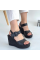 Wowo Siyah Cilt Dolgu Topuk Sandalet