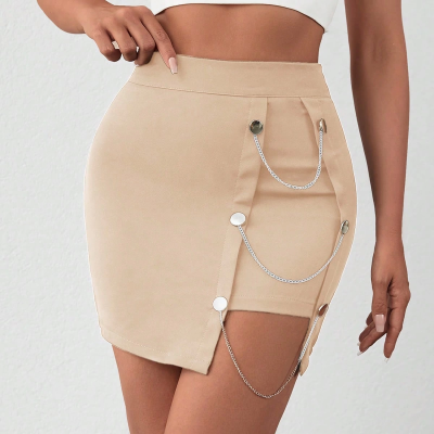 Zincirli mini şortlu etek s241008