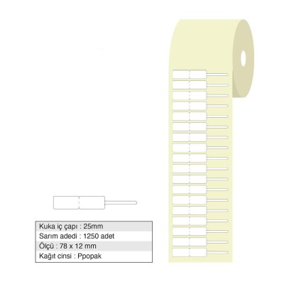 Kuyumcu Etiketi Opak 85x15mm Rulo 1250 Adet Kuyumcu Etiketi Opak 85x15mm Rulo 1250 Adet