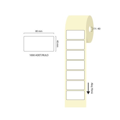 Tanex 80x40mm Eco Termal Etiket 1 Li 40mm Çap 1000 Li Tanex 80x40mm Eco Termal Etiket 1 Li 40mm Çap 1000 Li