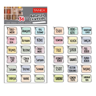 Tanex Baharat Etiketi Opak 32x22mm Tanex Baharat Etiketi Opak 32x22mm