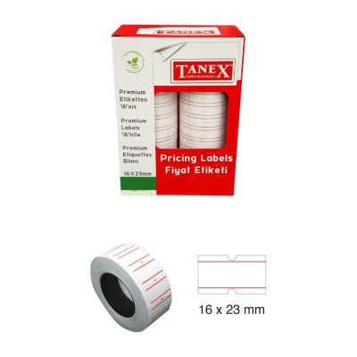 Tanex Fiyat Etiketi 16x23 cm Beyaz Renk 1000 Li 12 li Rulo Tanex Fiyat Etiketi 16x23 cm Beyaz Renk 1000 Li 12 li Rulo