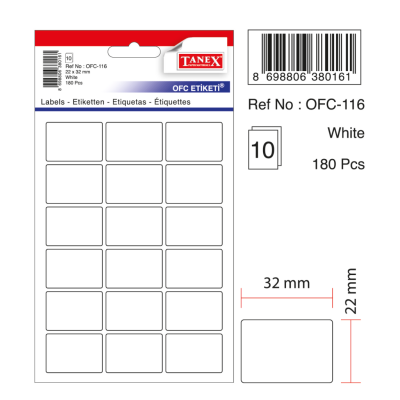 Tanex Ofc-116 Beyaz Ofis Etiketi Tanex Ofc-116 Beyaz Ofis Etiketi