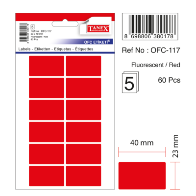 Tanex Ofc-117 Flo Kırmızı Ofis Etiketi Tanex Ofc-117 Flo Kırmızı Ofis Etiketi