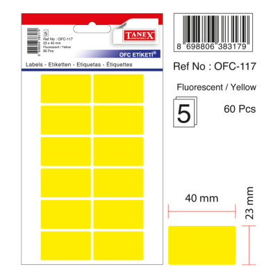Tanex Ofc-117 Flo Sarı Ofis Etiketi Tanex Ofc-117 Flo Sarı Ofis Etiketi