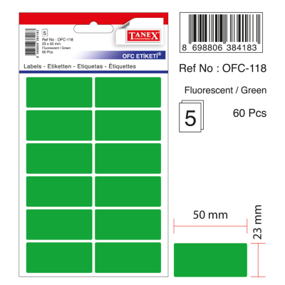 Tanex Ofc-118 Flo Yeşil Ofis Etiketi Tanex Ofc-118 Flo Yeşil Ofis Etiketi