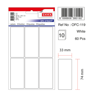 Tanex Ofc-119 Beyaz Ofis Etiketi Tanex Ofc-119 Beyaz Ofis Etiketi