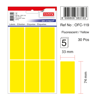 Tanex Ofc-119 Flo Sarı Ofis Etiketi Tanex Ofc-119 Flo Sarı Ofis Etiketi