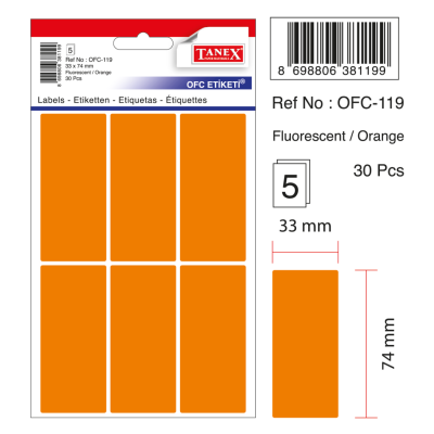 Tanex Ofc-119 Flo Turuncu Ofis Etiketi Tanex Ofc-119 Flo Turuncu Ofis Etiketi