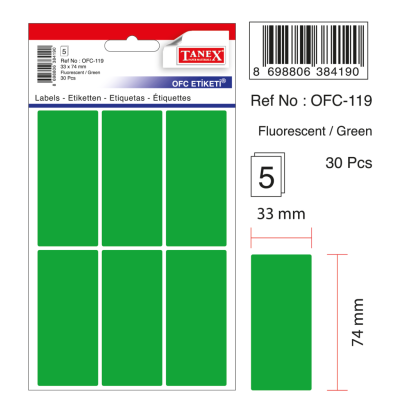 Tanex Ofc-119 Flo Yeşil Ofis Etiketi Tanex Ofc-119 Flo Yeşil Ofis Etiketi