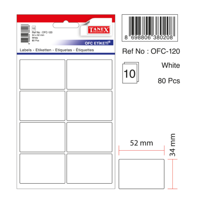 Tanex Ofc-120 Beyaz Ofis Etiketi Tanex Ofc-120 Beyaz Ofis Etiketi