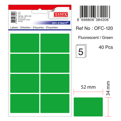 Tanex Ofc-120 Flo Yeşil Ofis Etiketi Tanex Ofc-120 Flo Yeşil Ofis Etiketi