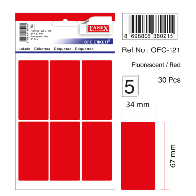 Tanex Ofc-121 Flo Kırmızı Ofis Etiketi Tanex Ofc-121 Flo Kırmızı Ofis Etiketi