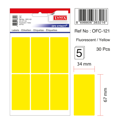 Tanex Ofc-121 Flo Sarı Ofis Etiketi Tanex Ofc-121 Flo Sarı Ofis Etiketi