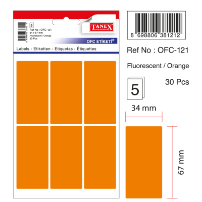 Tanex Ofc-121 Flo Turuncu Ofis Etiketi Tanex Ofc-121 Flo Turuncu Ofis Etiketi