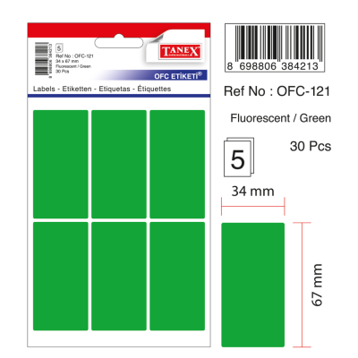 Tanex Ofc-121 Flo Yeşil Ofis Etiketi Tanex Ofc-121 Flo Yeşil Ofis Etiketi