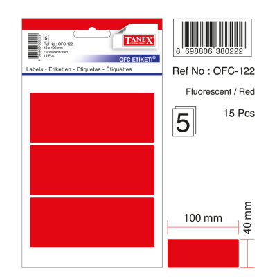 Tanex Ofc-122 Flo Kırmızı Ofis Etiketi Tanex Ofc-122 Flo Kırmızı Ofis Etiketi