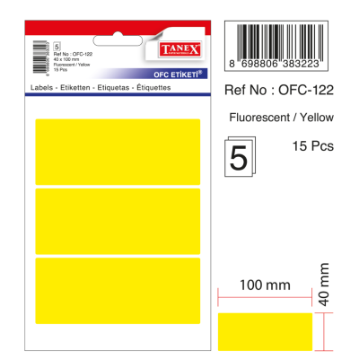 Tanex Ofc-122 Flo Sarı Ofis Etiketi Tanex Ofc-122 Flo Sarı Ofis Etiketi