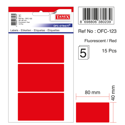 Tanex Ofc-123 Flo Kırmızı Ofis Etiketi Tanex Ofc-123 Flo Kırmızı Ofis Etiketi