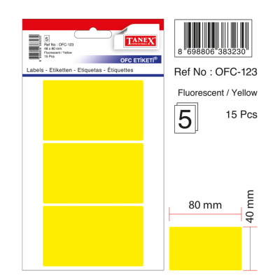 Tanex Ofc-123 Flo Sarı Ofis Etiketi Tanex Ofc-123 Flo Sarı Ofis Etiketi