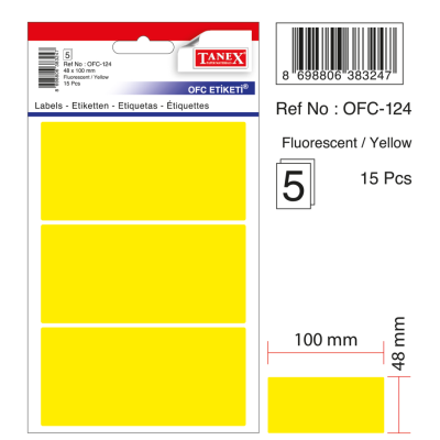 Tanex Ofc-124 Flo Sarı Ofis Etiketi Tanex Ofc-124 Flo Sarı Ofis Etiketi