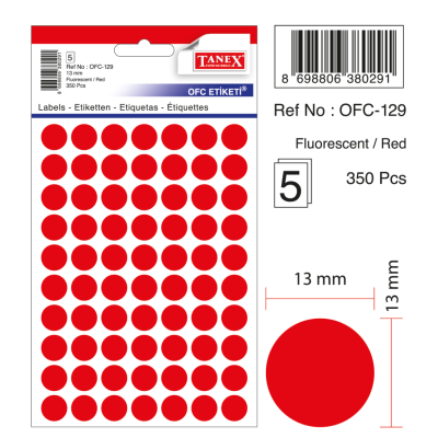 Tanex Ofc-129 Flo Kırmızı Ofis Etiketi Tanex Ofc-129 Flo Kırmızı Ofis Etiketi