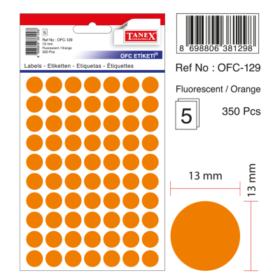 Tanex Ofc-129 Flo Turuncu Ofis Etiketi Tanex Ofc-129 Flo Turuncu Ofis Etiketi