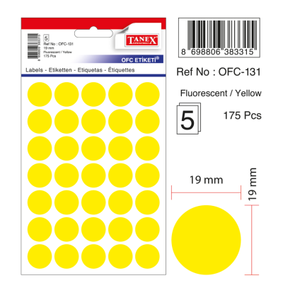 Tanex Ofc-131 Flo Sarı Ofis Etiketi Tanex Ofc-131 Flo Sarı Ofis Etiketi