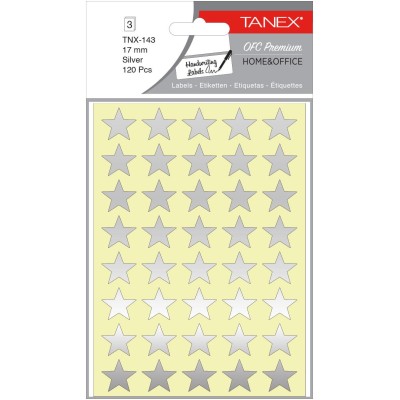 Tanex Ofc-143 Silver Yıldız Etiketi 17mm 84 Lü Paket Tanex Ofc-143 Silver Yıldız Etiketi 17mm 84 Lü Paket