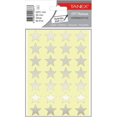 Tanex Ofc-144 Silver Yıldız Etiketi 20mm 84 Lü Paket Tanex Ofc-144 Silver Yıldız Etiketi 20mm 84 Lü Paket