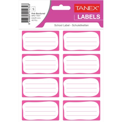 Tanex Pembe Bordürlü Çift Sıra Okul Etiketi 40 Adet Tanex Pembe Bordürlü Çift Sıra Okul Etiketi 40 Adet