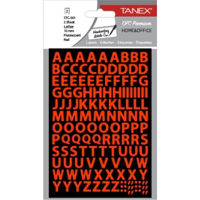 Tanex Stc-561 Harf Etiketi 10mm Flo Kırmızı 2 Li Paket