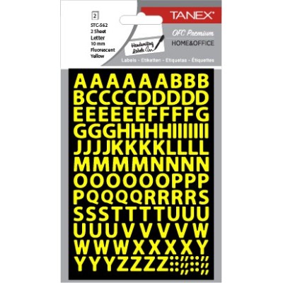 Tanex Stc-562 Harf Etiketi 10mm Flo Sarı 2 Li Paket