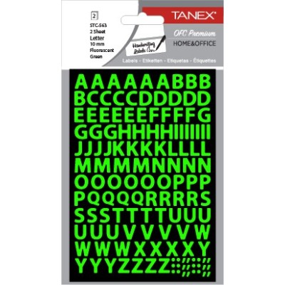 Tanex Stc-563 Harf Etiketi 10mm Flo Yeşil 2 Li Paket