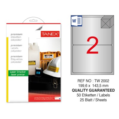 Tanex TW-2002 199.6x143.5mm Gümüş Lazer Etiket 50 Li Tanex TW-2002 199.6x143.5mm Gümüş Lazer Etiket 50 Li
