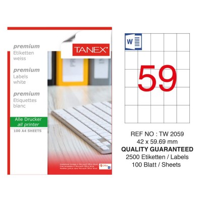 Tanex TW-2059 Laser Etiket 100 Lü Paket Tanex TW-2059 Laser Etiket 100 Lü Paket
