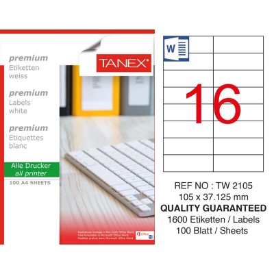 Tanex TW-2105 Laser Etiket 100 Lü Paket Tanex TW-2105 Laser Etiket 100 Lü Paket