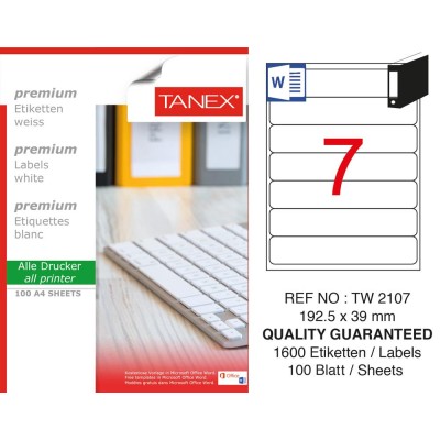 Tanex TW-2107 Laser Etiket 100 Lü Paket Tanex TW-2107 Laser Etiket 100 Lü Paket