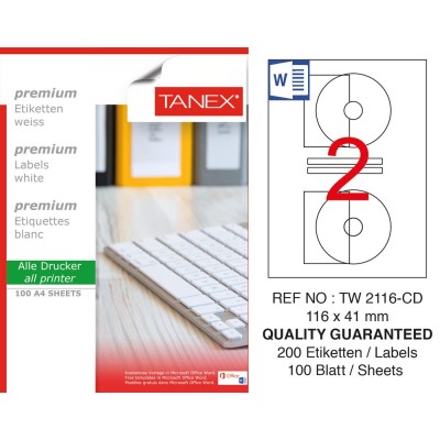 Tanex TW-2116 Laser Etiket 100 Lü Paket Tanex TW-2116 Laser Etiket 100 Lü Paket