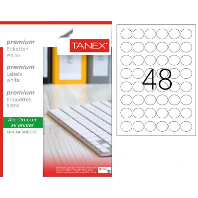 Tanex TW-2130 Laser Etiket 30mm Yuvarlak Tanex TW-2130 Laser Etiket 30mm Yuvarlak