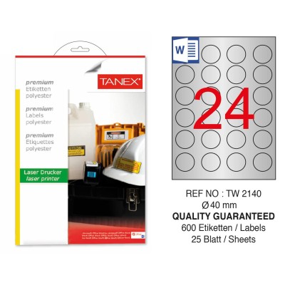 Tanex TW-2140 40mm Gümüş Lazer Etiket 600 Lü Tanex TW-2140 40mm Gümüş Lazer Etiket 600 Lü