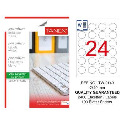 Tanex TW-2140 Laser Etiket 40 mm Tanex TW-2140 Laser Etiket 40 mm