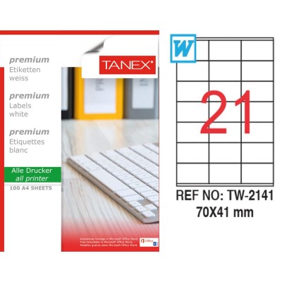Tanex TW-2141 Laser Etiket 70 x 41 mm Tanex TW-2141 Laser Etiket 70 x 41 mm